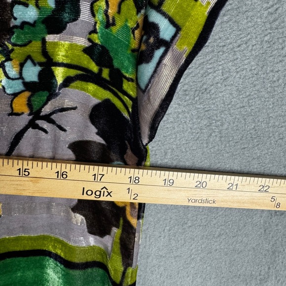 Anna Sui Silk Blend Velvet Burnout Floral Dress Y2K Green Brown Small Sleeveless - Picture 8 of 9
